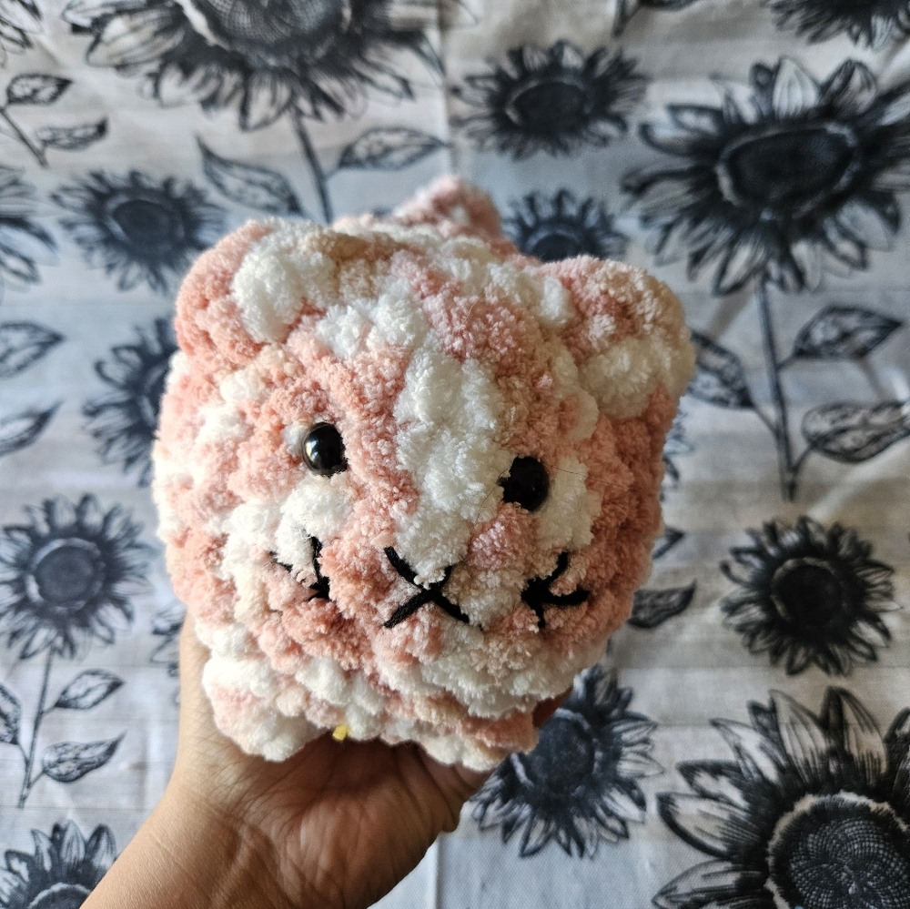 Crochet Pink Chunky Loaf Cat Amigurumi Plushie